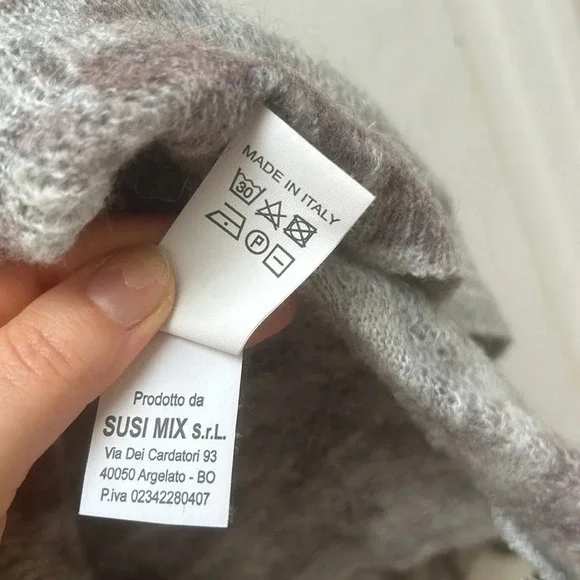 Susy Mx Grey floral sweater tunic, mohair wool blend, asymmetrical, size medium - Picture 7 of 8